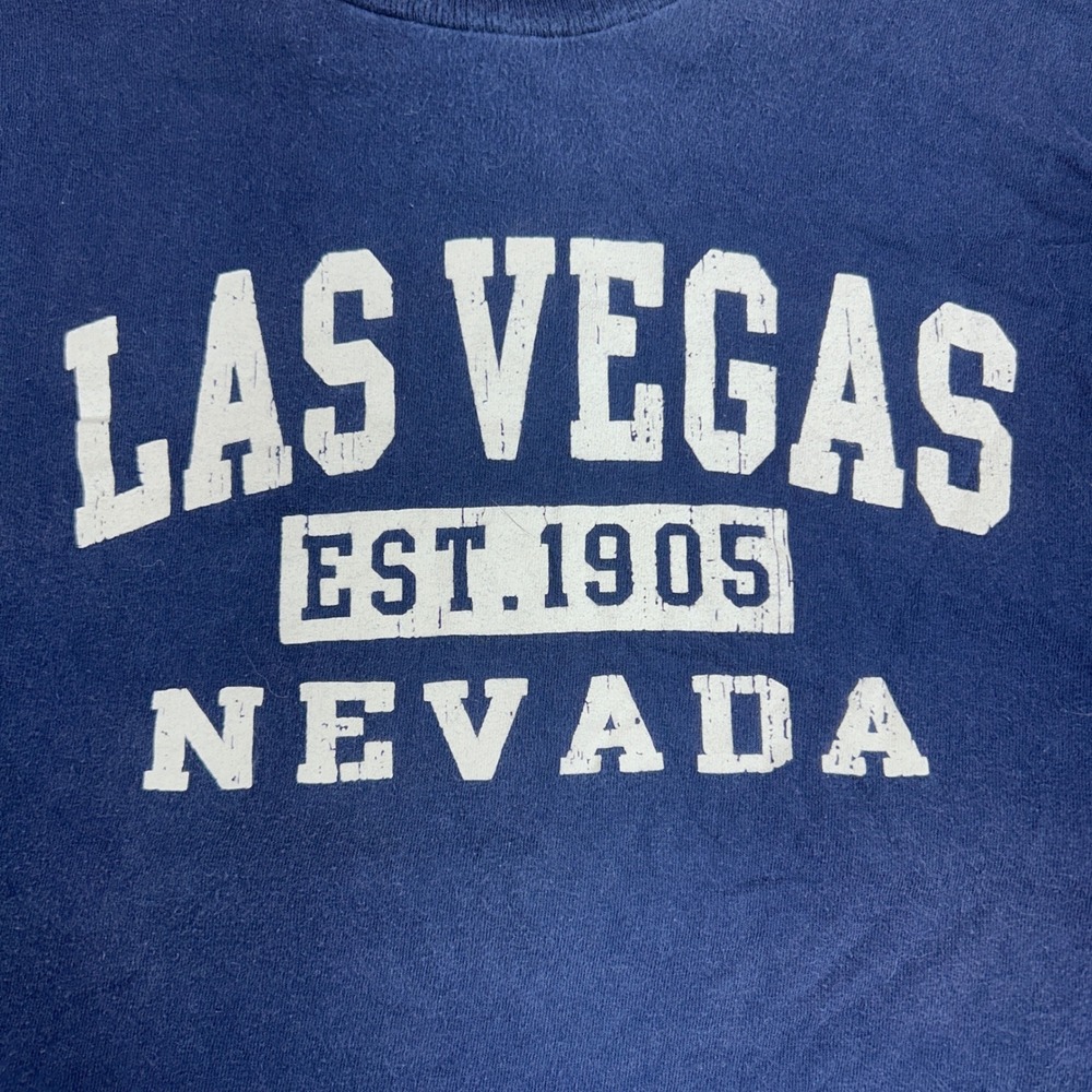 Delta Pro Weight Las Vegas Nevada Tee Mens 2XL Navy Blue Good Graphic T-Shirt - Picture 3 of 9